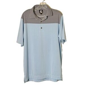 Footjoy FJ Mens Golf Polo Shirt Blue Gray Stripe Short Sleeve Size‎ M